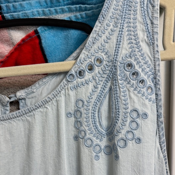 Maurices Light Blue Embroidered Tank Top - Picture 4 of 8